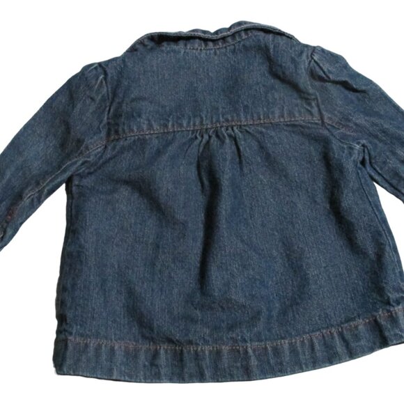 Carters Snap Up Jean Jacket Girls Size 6M Blue Denim Collared Coat Front Pockets - Picture 4 of 6